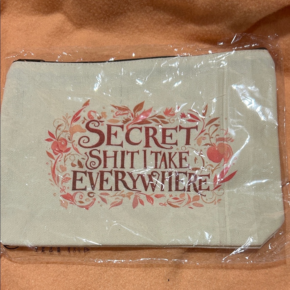 Canvas Pouch with Red Floral Design